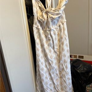 Old Navy Strapless Cream and Brown Dress